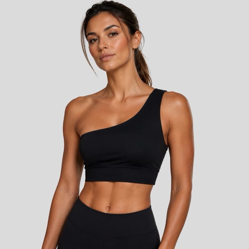 Top Ombro único casual e fitness forrado tecido premium leve e confortável