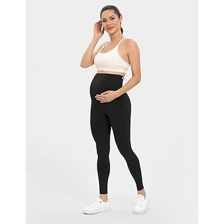 Calça Legging Gestante Cós Alto Sobre A Barriga Confortável