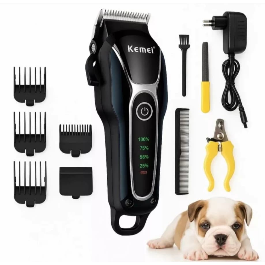 Maquina de Tosa Kit Cães E Gatos Corta Pelos Pet Kemei Profissional Aparador De Pelos Pets KM-1991
