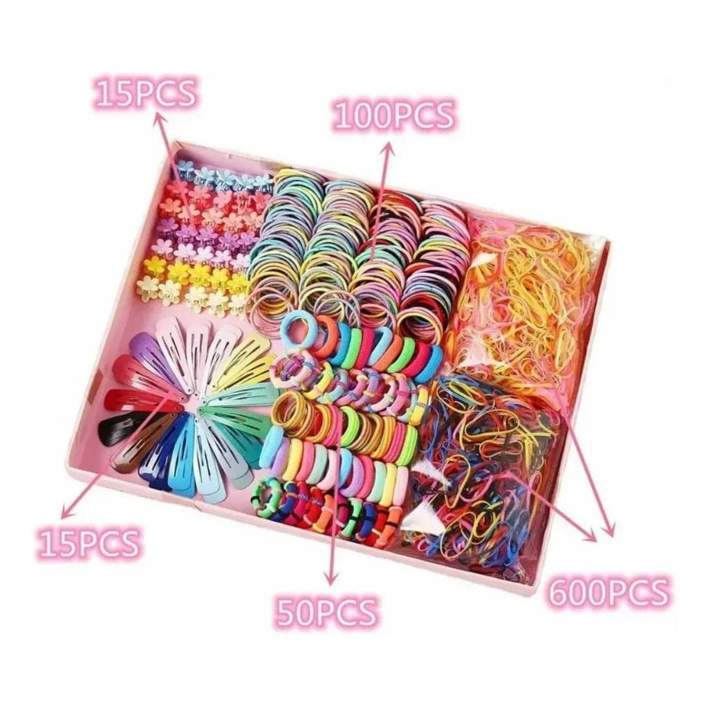 Conjunto de Acessórios para Cabelo Cartoon | Presilhas Coreanas BB, Rabicós e Elásticos para Mulheres