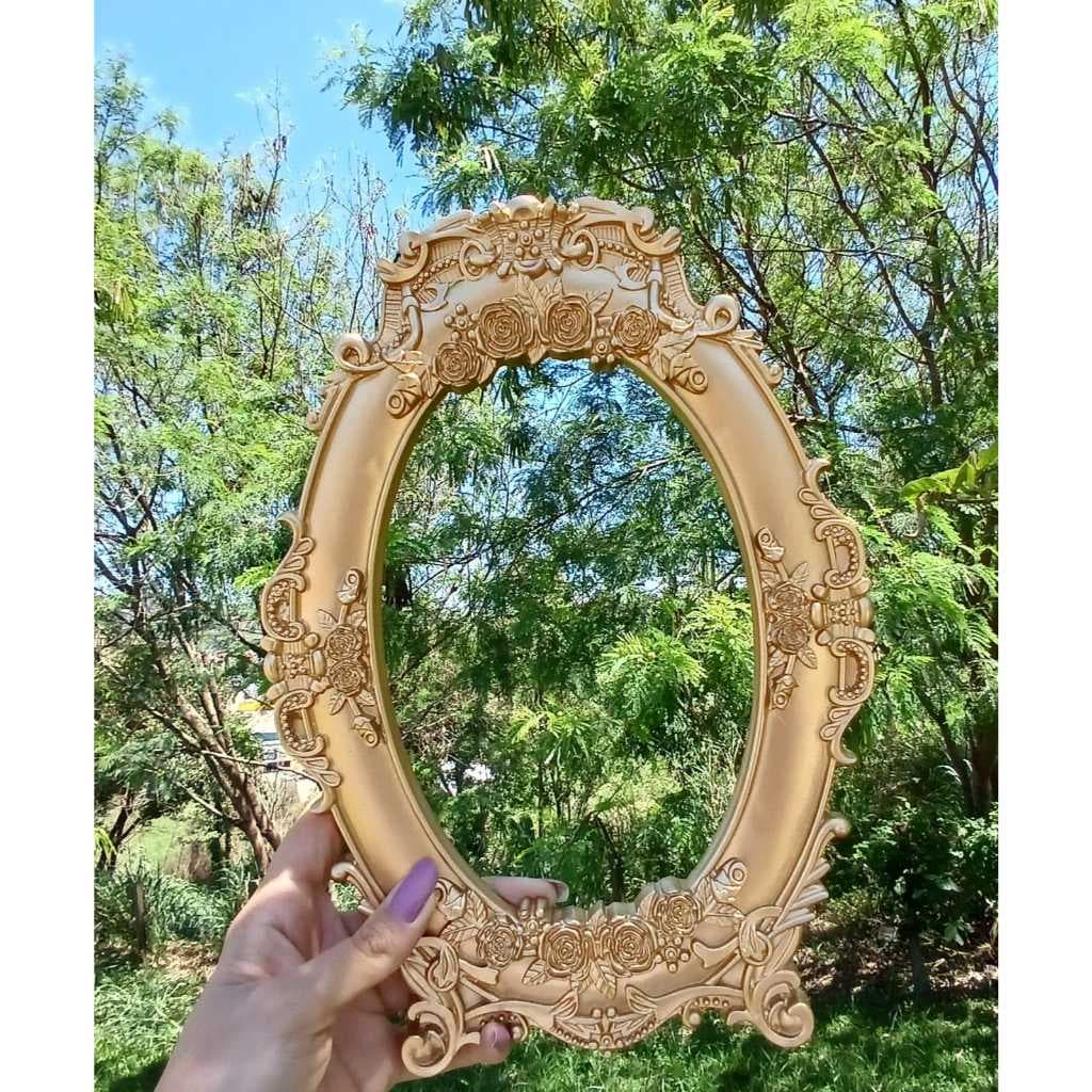 Moldura Dourado Vintage Lembrancinha Provençal Quadro Sem Espelho