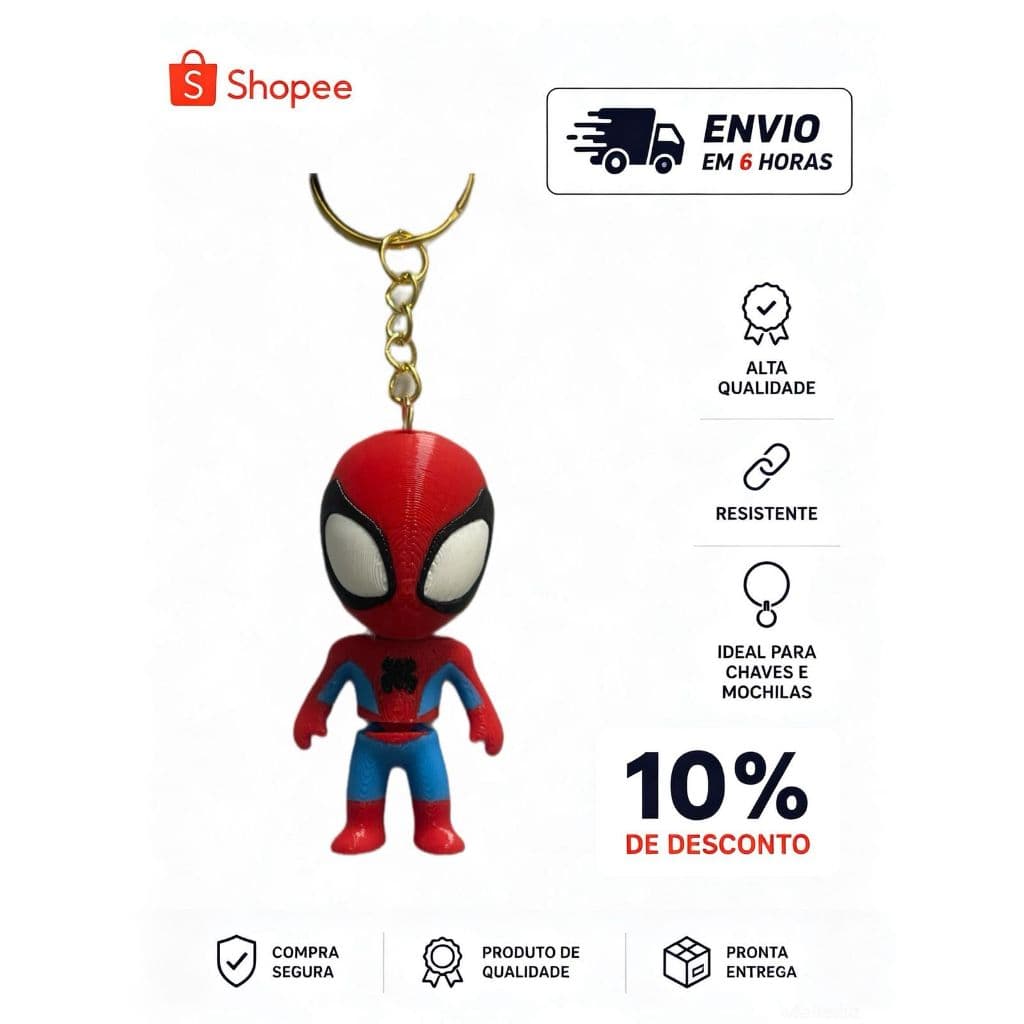 Chaveiro Marvel Homem-Aranha Flexivel com Design Dinâmico e Detalhado