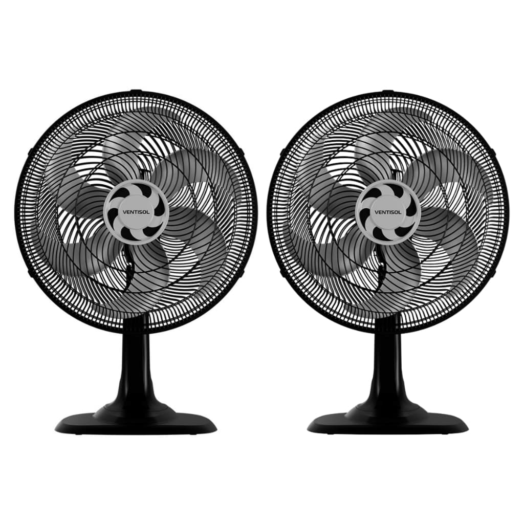 Kit 2 Ventiladores de Mesa Ventisol Turbo 6P 40cm Preto