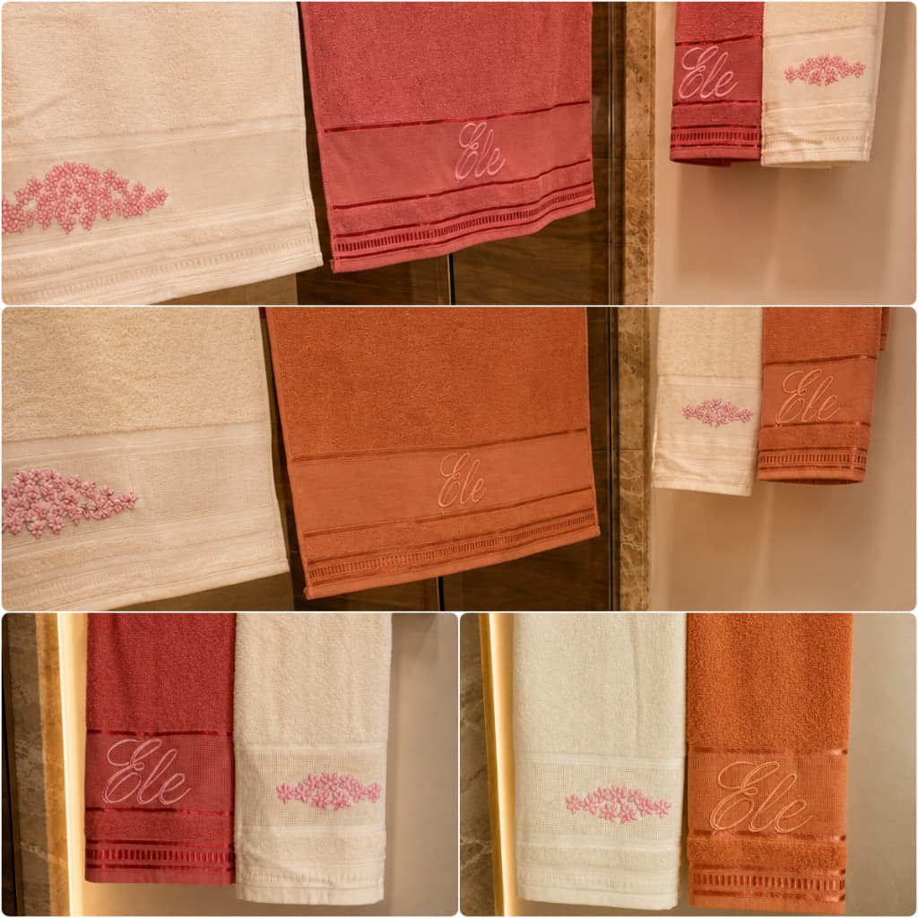 KIT Jogo de Toalhas de Banho e Rosto Ele/Ela Casal 05 Peças - Toalhas Banho Premium Luxo Exclusiva