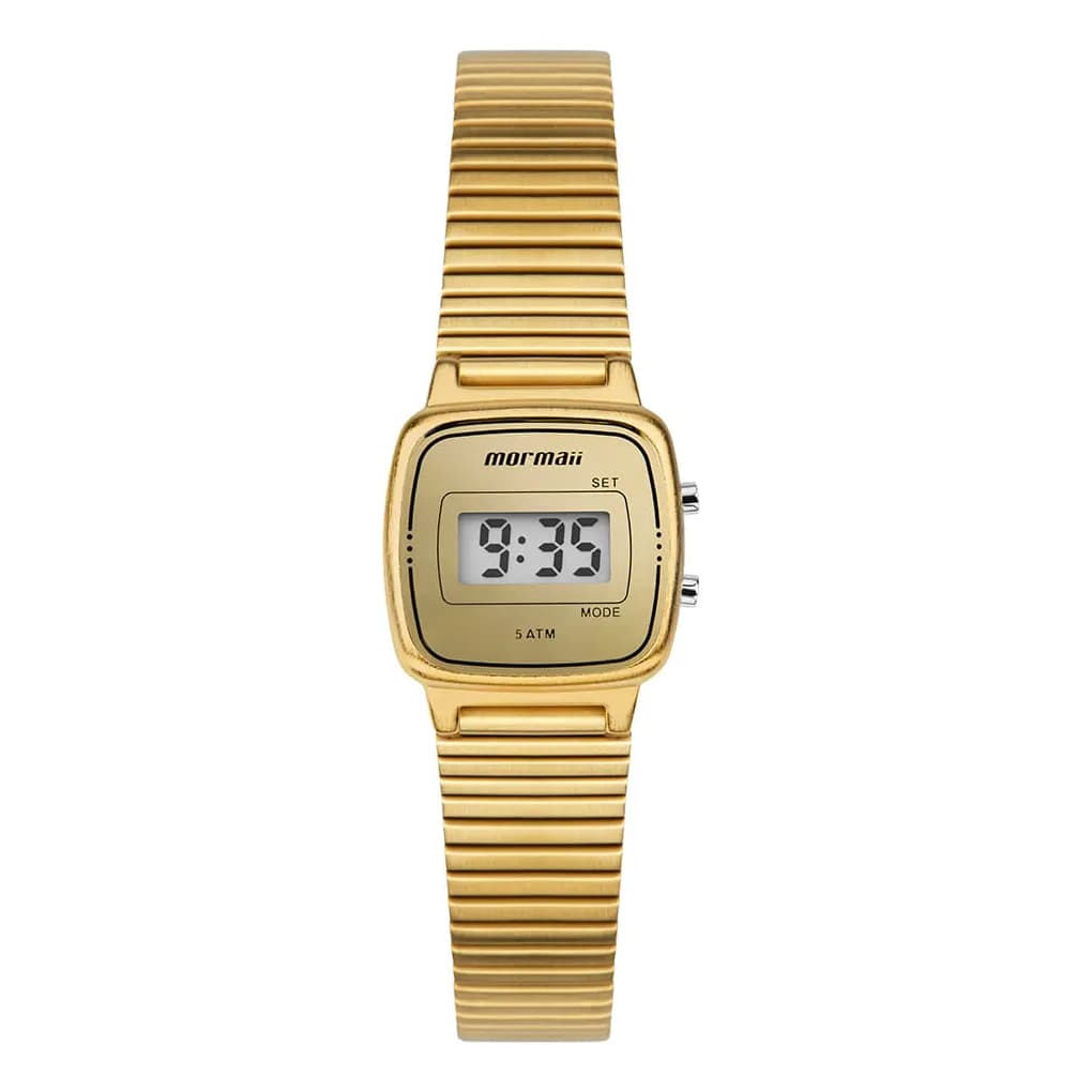 Relógio Mormaii Feminino Digital Vintage Dourado