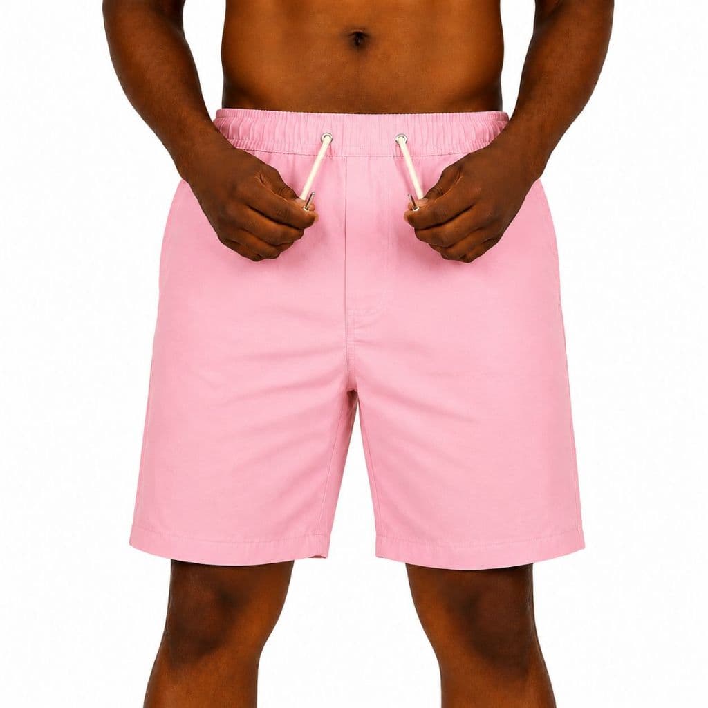 Bermuda Shorts Colorida Sarja Masculina Com Elástico Na Cintura