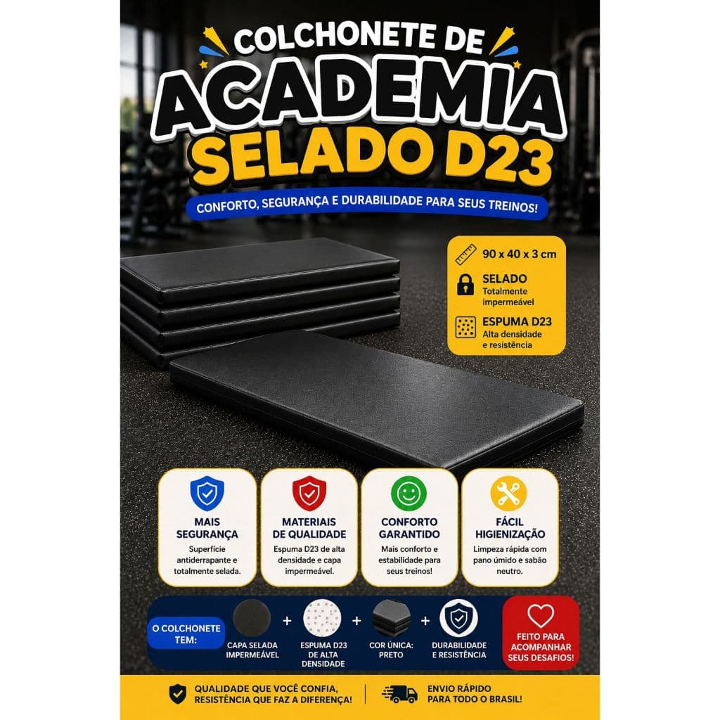 10 Colchonetes Preto Academia 90x40x3 Selado Impermeavel Espuma D23 Pilates Yoga Alongamentos