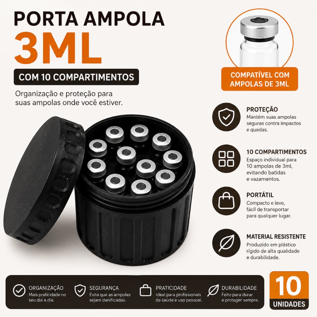 Organizador de Ampolas e Frascos de 3ML - Perfeito para guardar na geladeira transportar