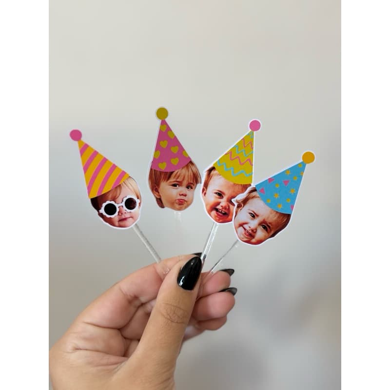 Topo para Docinho Personalizado com Foto da Criança | Topper para Brigadeiro, Cupcake e Festa Infantil