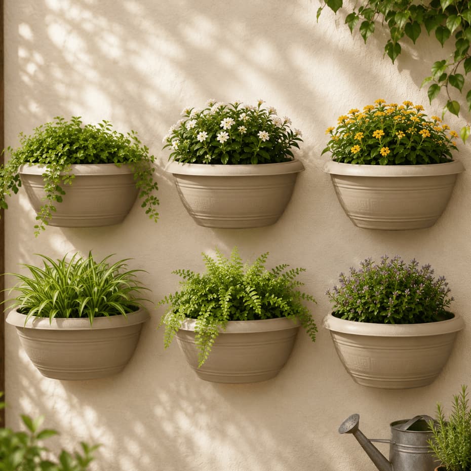 6 Vasos para Plantas Decoração Casa 1,7 Litros Meia Lua Parede
