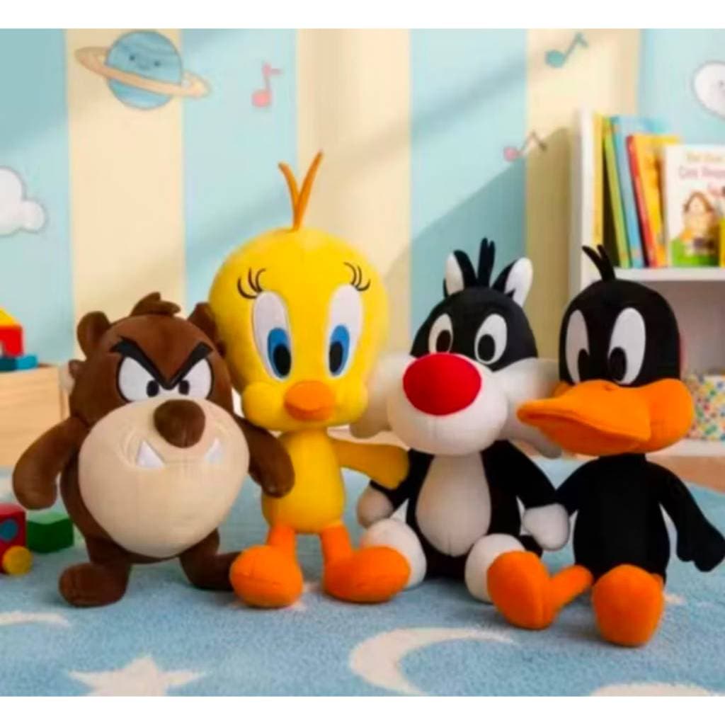 Kit 4 Pelúcia Looney Tunes Personagem Desenho Piu Piu Frajola Tazz Patolino Personagens Infantil Pelúcias
