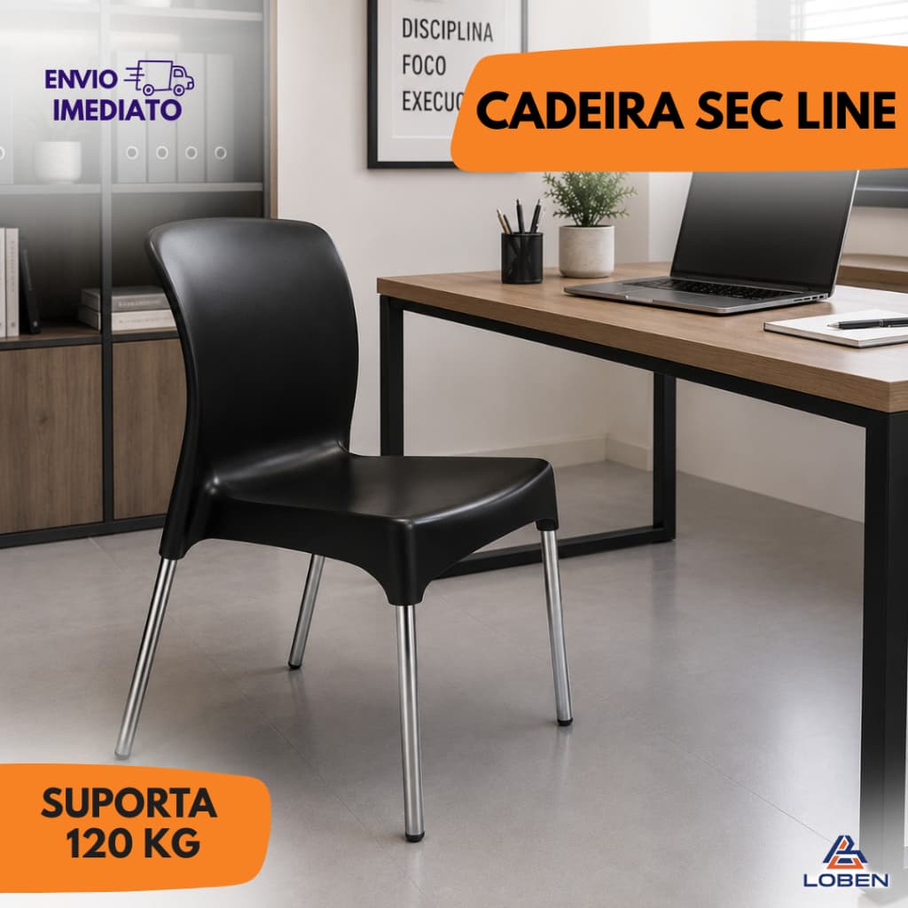 Cadeira Sec Line Confortável Pés de Alumínio – Sala, Cozinha, Escritório Suporta 120kg