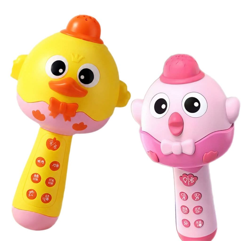 Microfone Infantil Com Luz Pintinho Com Bluetooth Para Música E Luzes Interativas