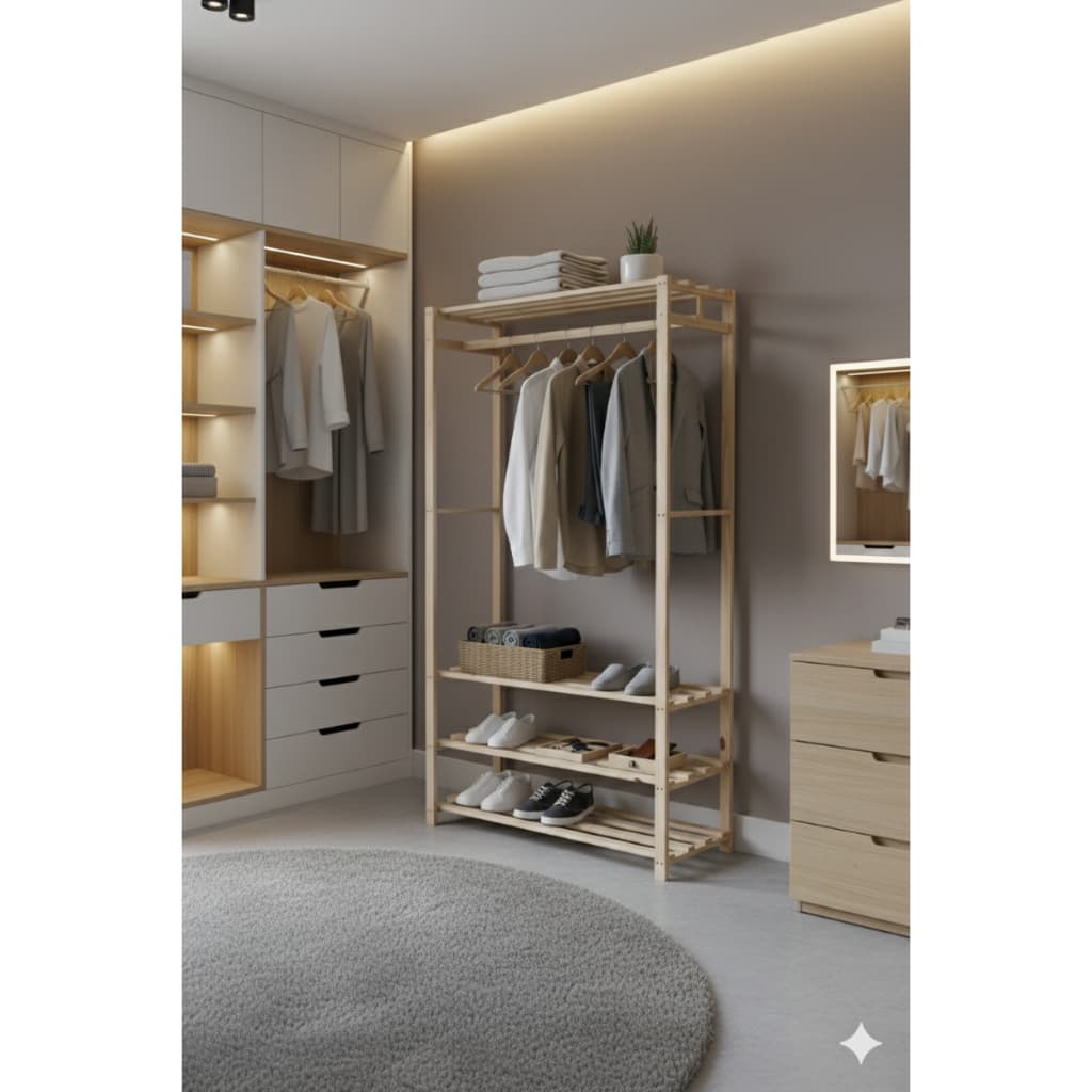 QUEIMA DE ESTOQUE - Arara Closet – Organizadora de Roupas em Madeira Pinus