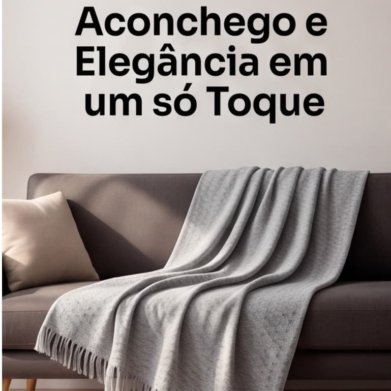Manta Decorativa para Sofá Tramaré com Franjas Elegante e Confortável