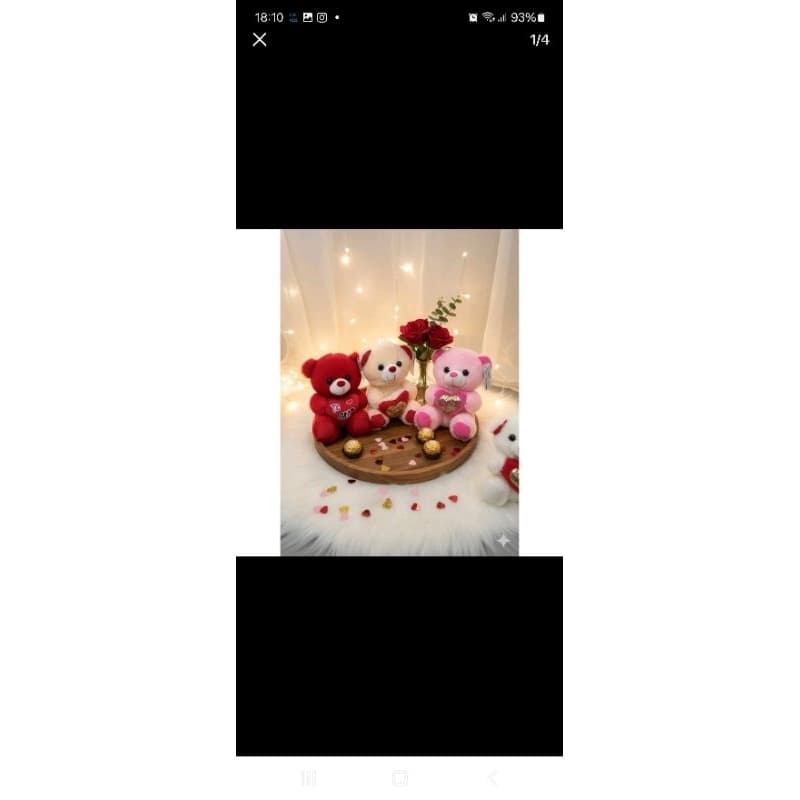 Kit c/ 3 Ursinhos 23cm – Pelúcia Macia com Coração p/ Cestas e Presentes