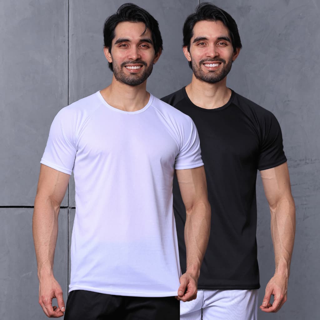 Kit 2 Camisetas Poliéster DryFit Masculina Lisa Academia Corrida Casual Esportes Confortável