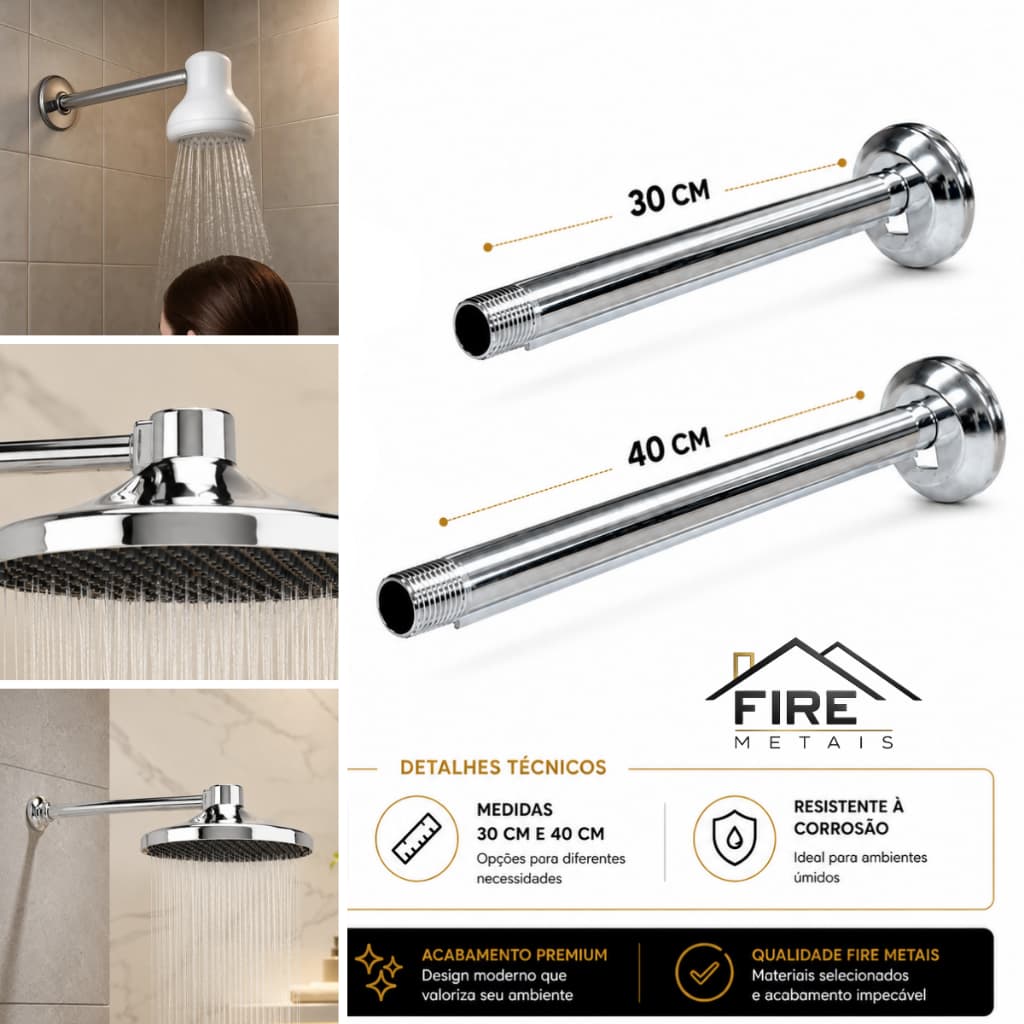 Tubo/Cano/Braço de Sustentação de Aluminio Para Chuveiro/Ducha