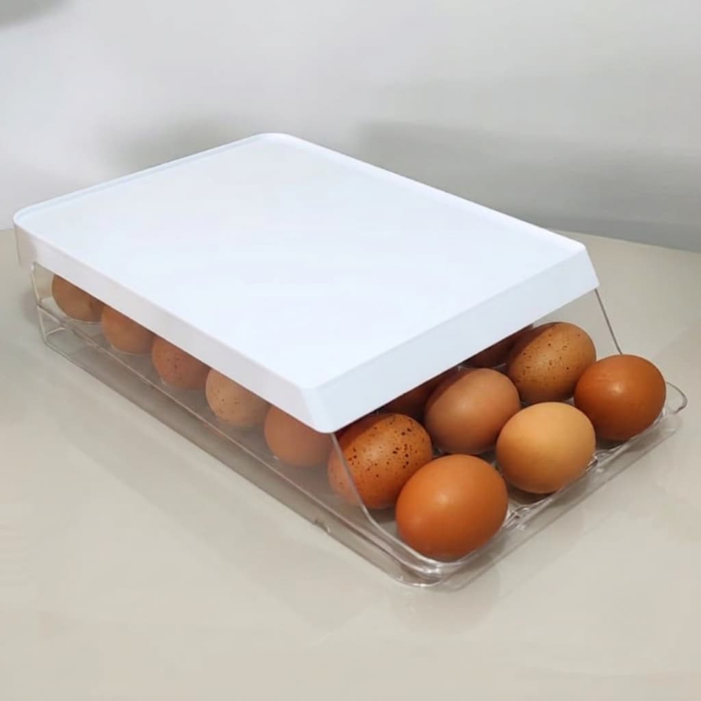 Organizador de Ovos Roll Clear Fresh Com Sistema de Rolagem Porta Ovos  com Tampa para Geladeira