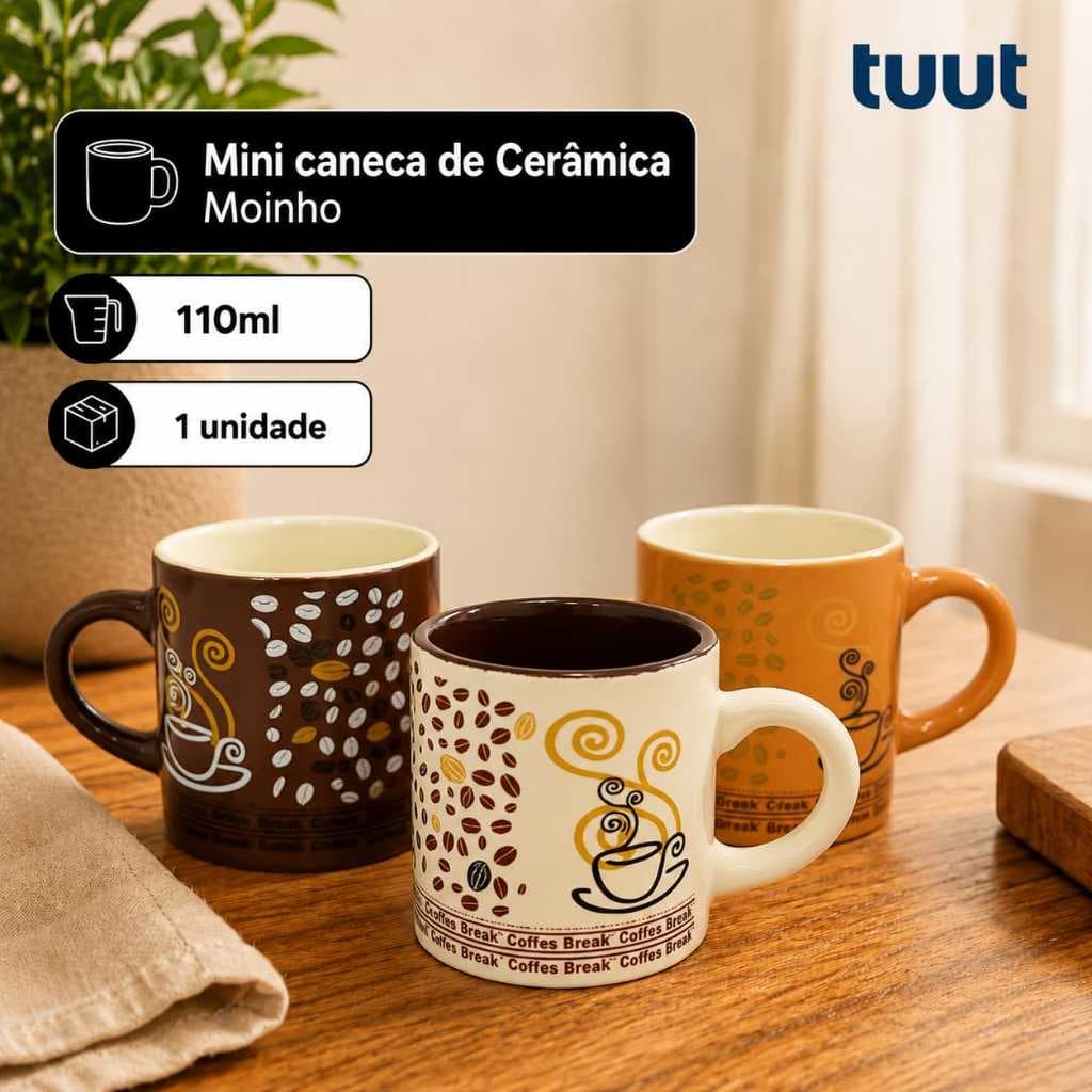 Minicaneca Canequinha 110ml Cerâmica Moinho Café Yazi