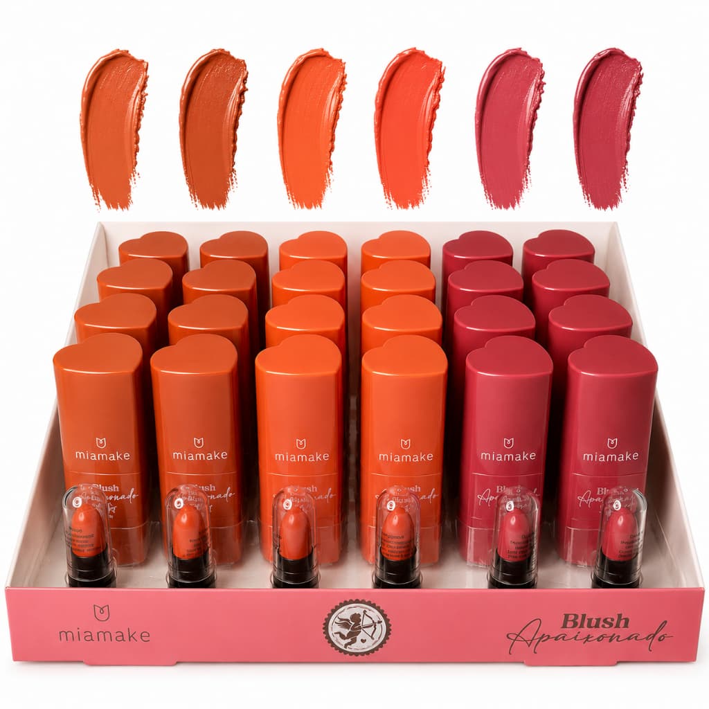 Blush em Bastão Cremoso Stick Miamake | Acabamento Natural, Fácil de esfumar e Longa duração