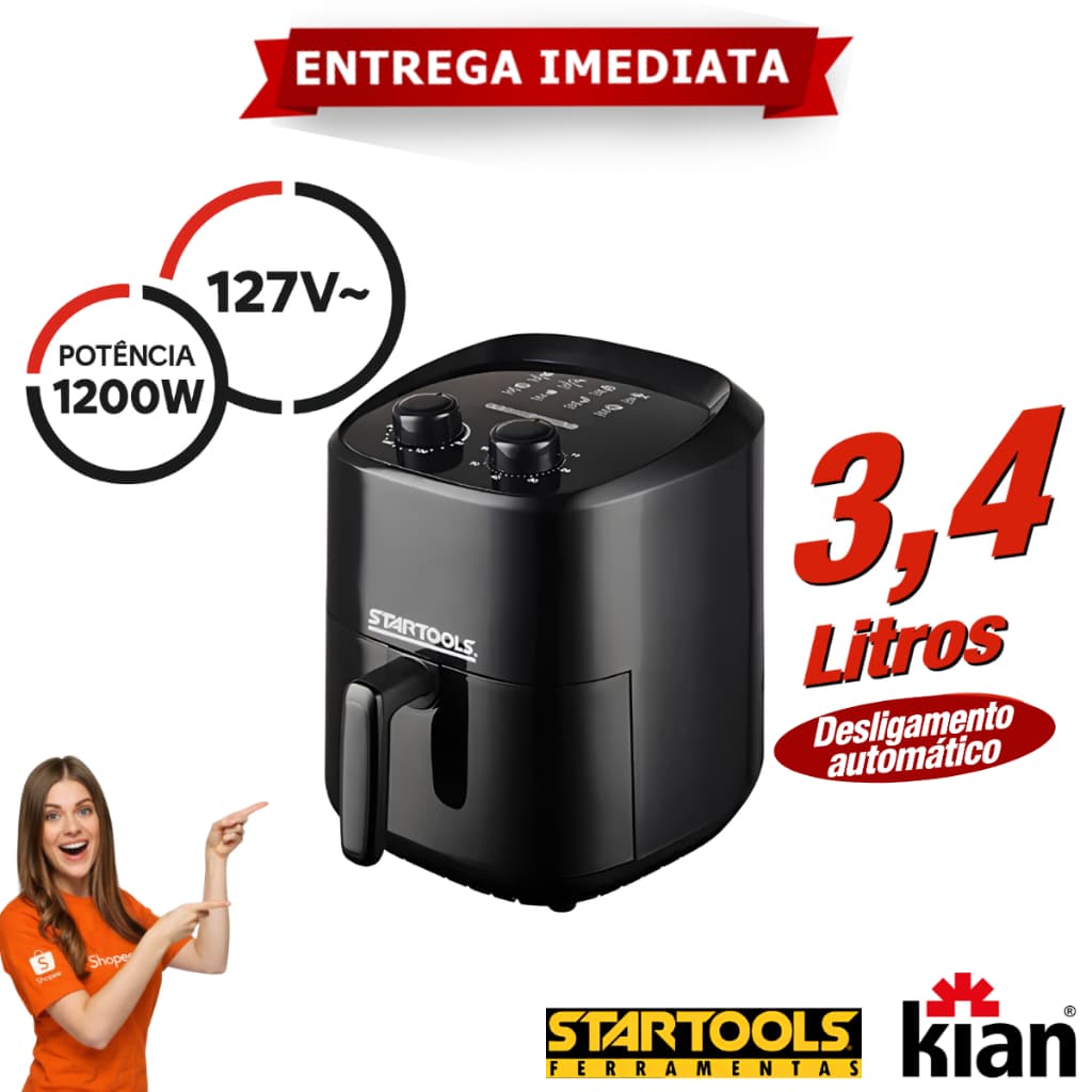 Fritadeira Elétrica Air Fryer  3,4L Startools 127v 1200w