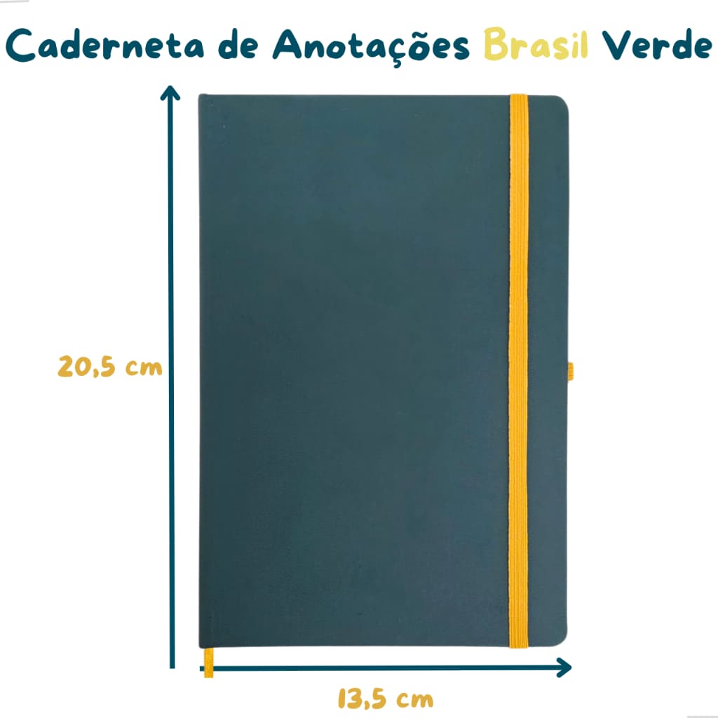 Caderneta Anotação Seleção Brasil Copa do Mundo A5 Tipo Moleskine Couro Sintético