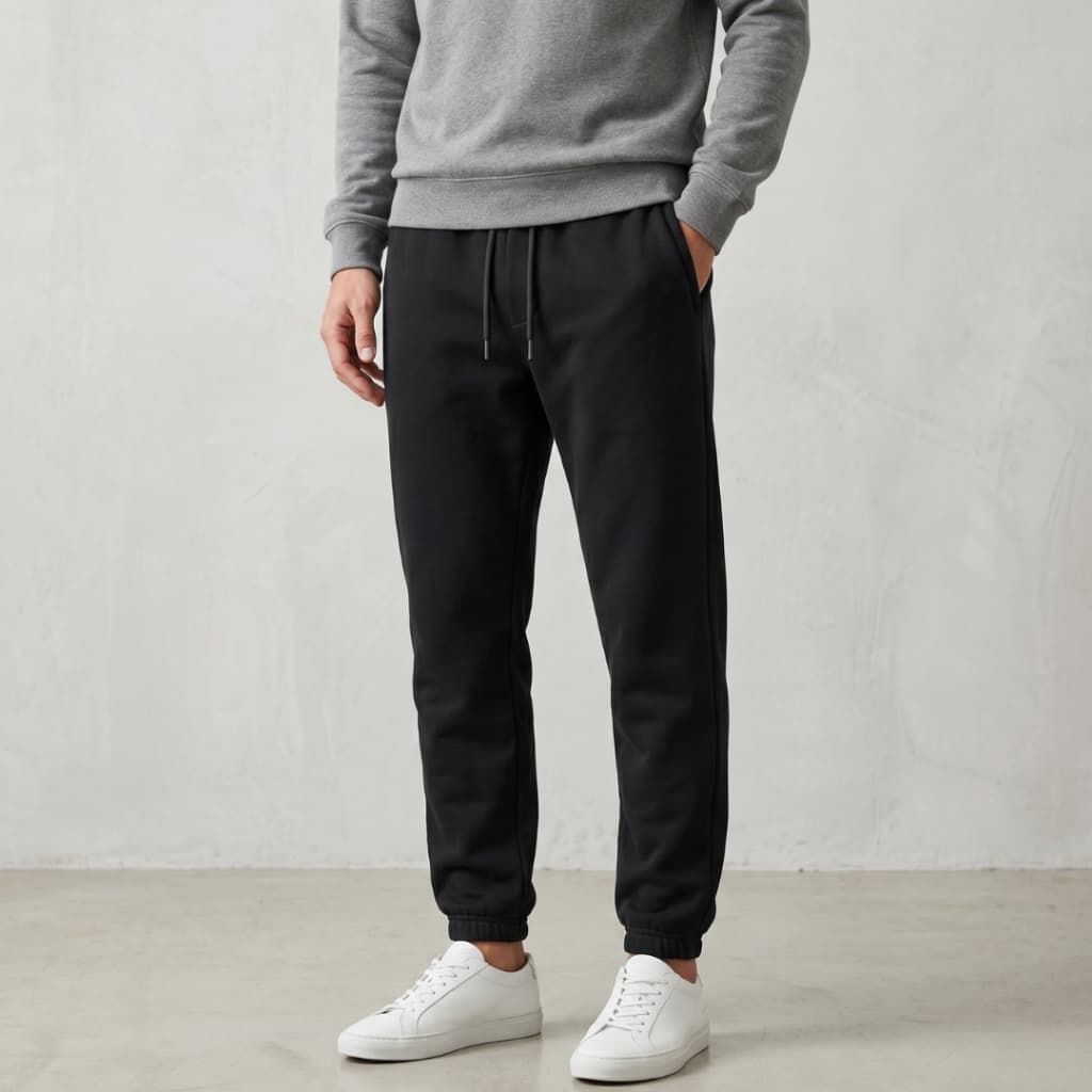 Calça Masculina Moletom Jogger Com Bolsos Laterais Punho Amarração Inverno Casual