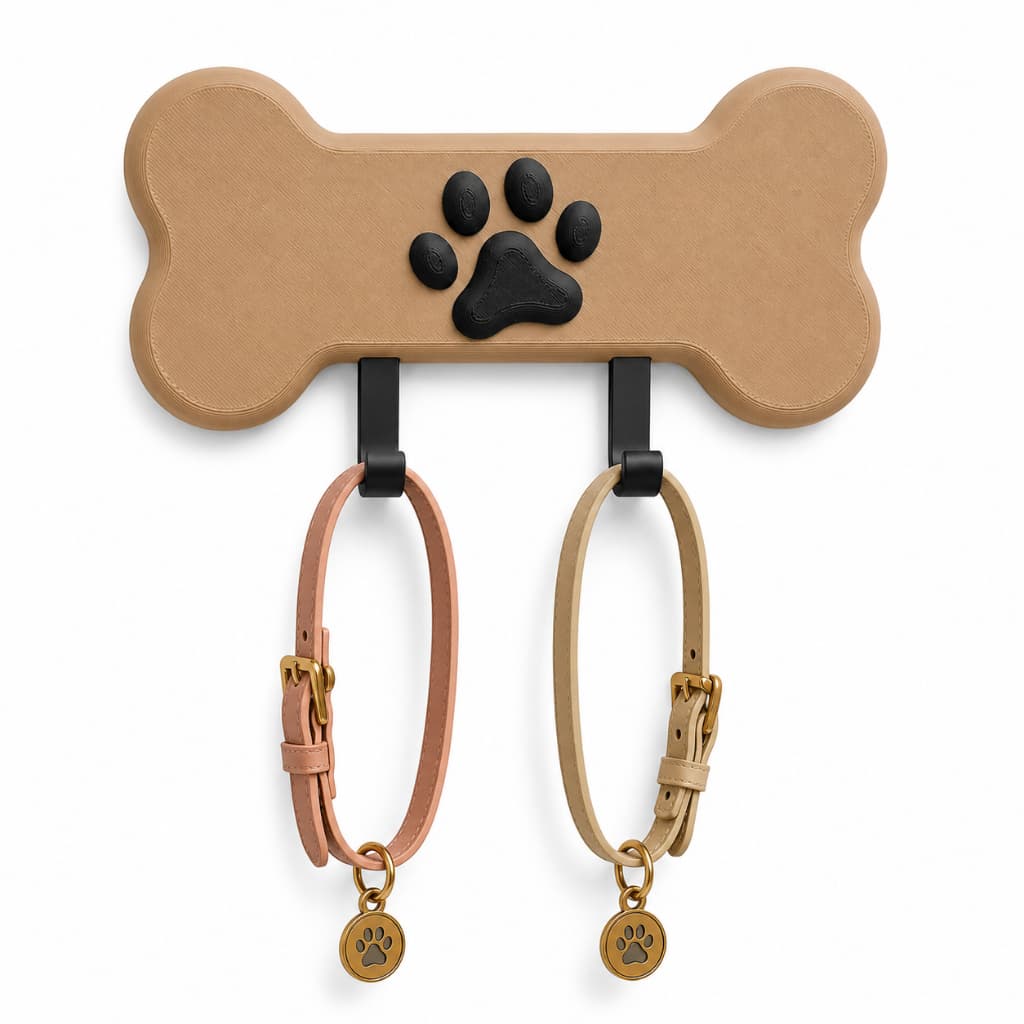 Porta Coleiras Pet Decorativo De Parede Osso Patinha Para Acessórios  Cachorro Sem Furos  Instalação