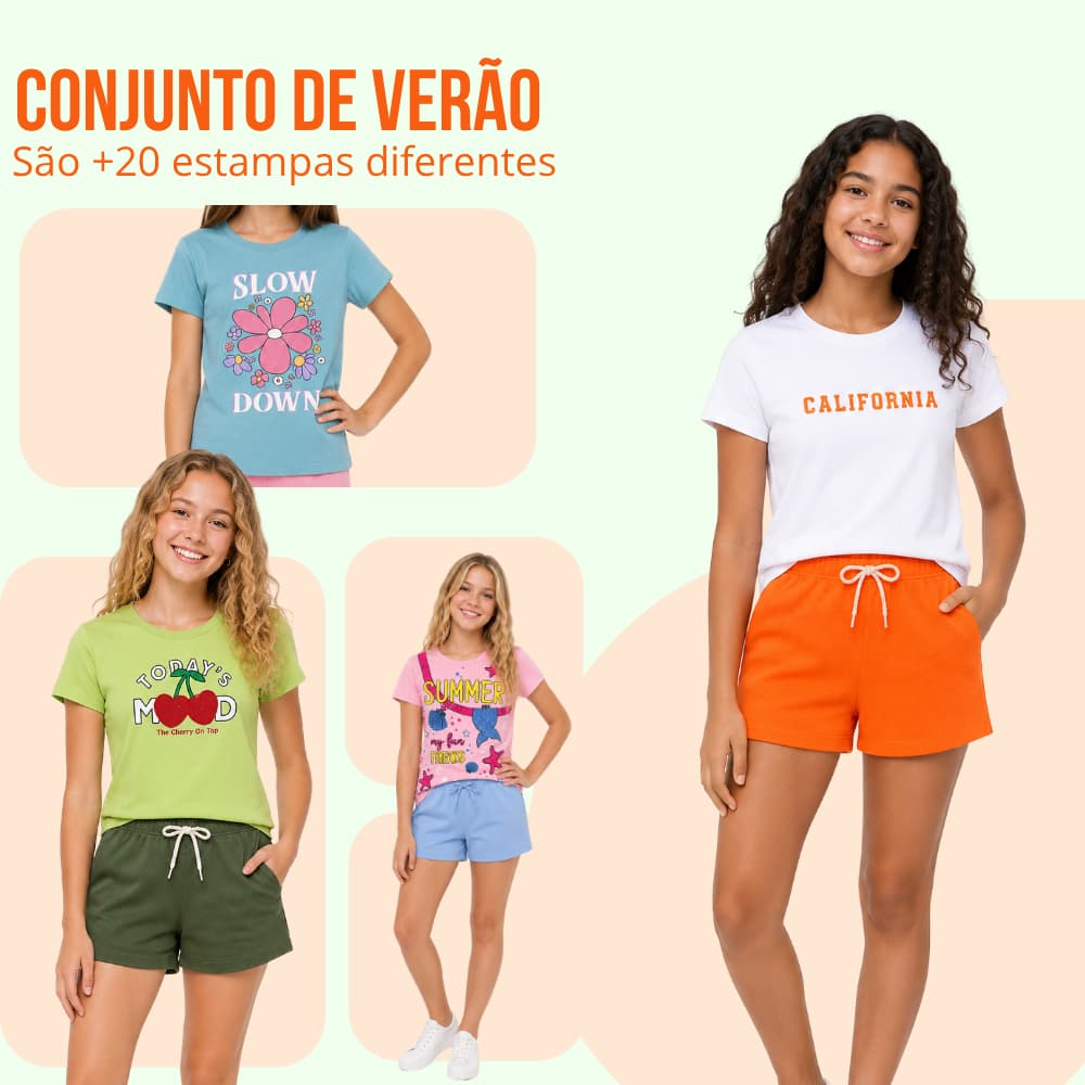 Kit de 4, 6 ou 8 Peças Roupa Juvenil Menina Conjunto Verão Juvenil Feminino Tamanho 10 ao 16