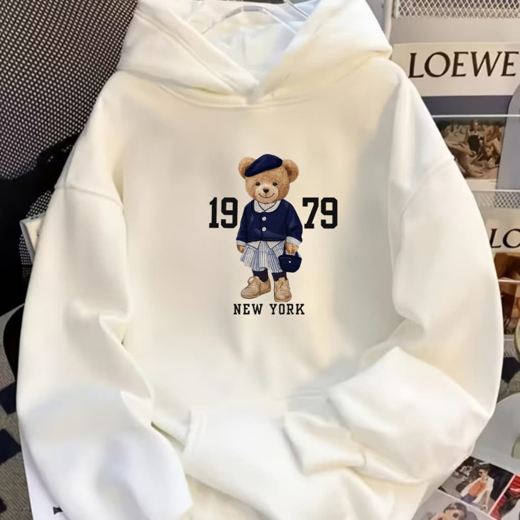 Blusa de Frio Moletom Feminino Masculino liso Inverno Casaco de Frio Moletom Branco Blusão Suéter Quente Ursinho