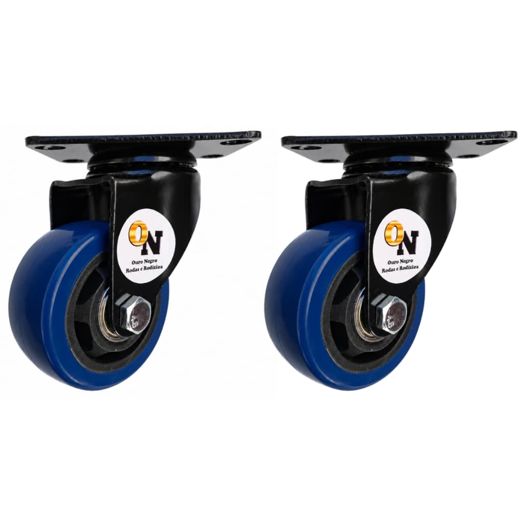 Kit 2pcs Rodizios Giratório de Placa 312 Roda PP (7,5cm) Rolamento de Esfera - RGP312PP_E608_AJ_AZ