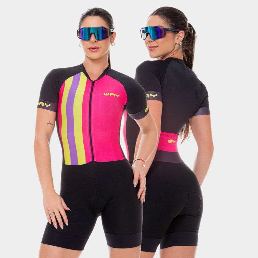 Macaquinho Ciclismo Feminino Macacão Manga Curta Forro Espuma Roupa Bike Pedal Mtb