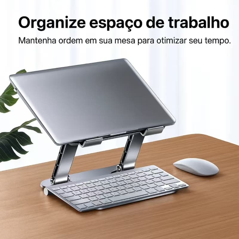 Suporte Notebook Ajustável Alumínio Dobrável Ergonômico Antiderrapante Laptop Tablet