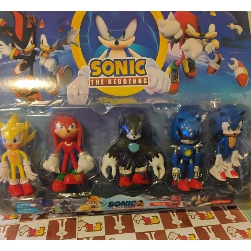 Cartelado Brinquedo Sonic-the hedgehog com 5 bonecos