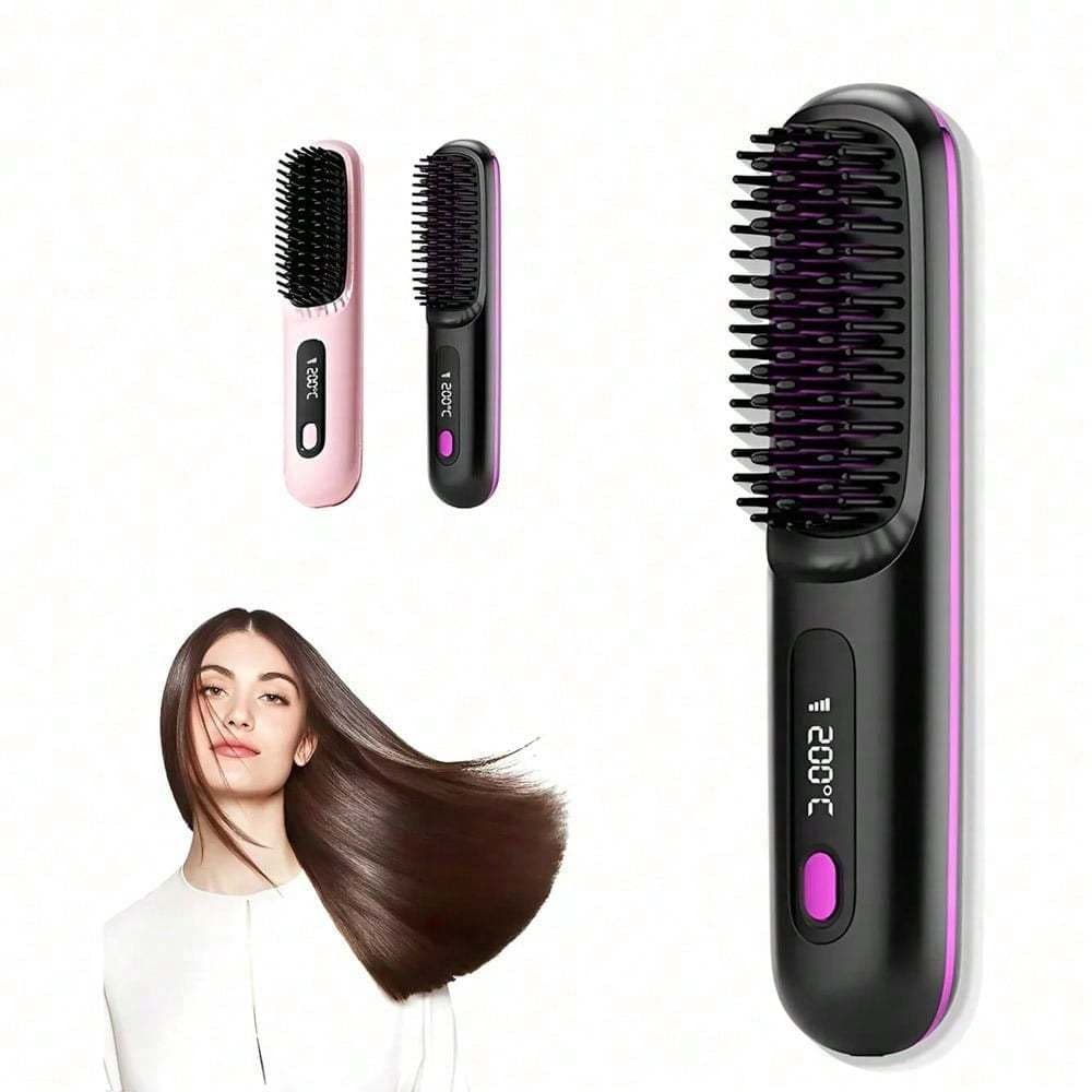 Escova Alisadora De Cabelo Mini Escova Alisadora De Cabelo Portátil Sem Fio USB