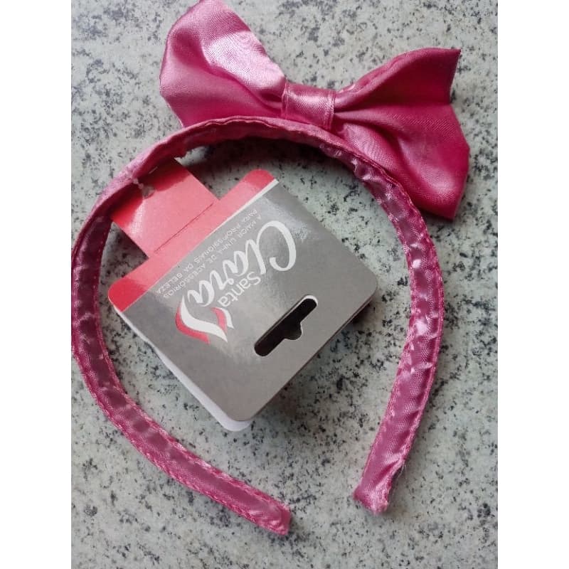 TIARA INFANTIL NA COR ROSA, COM LAÇO, DA SANTA CLARA.