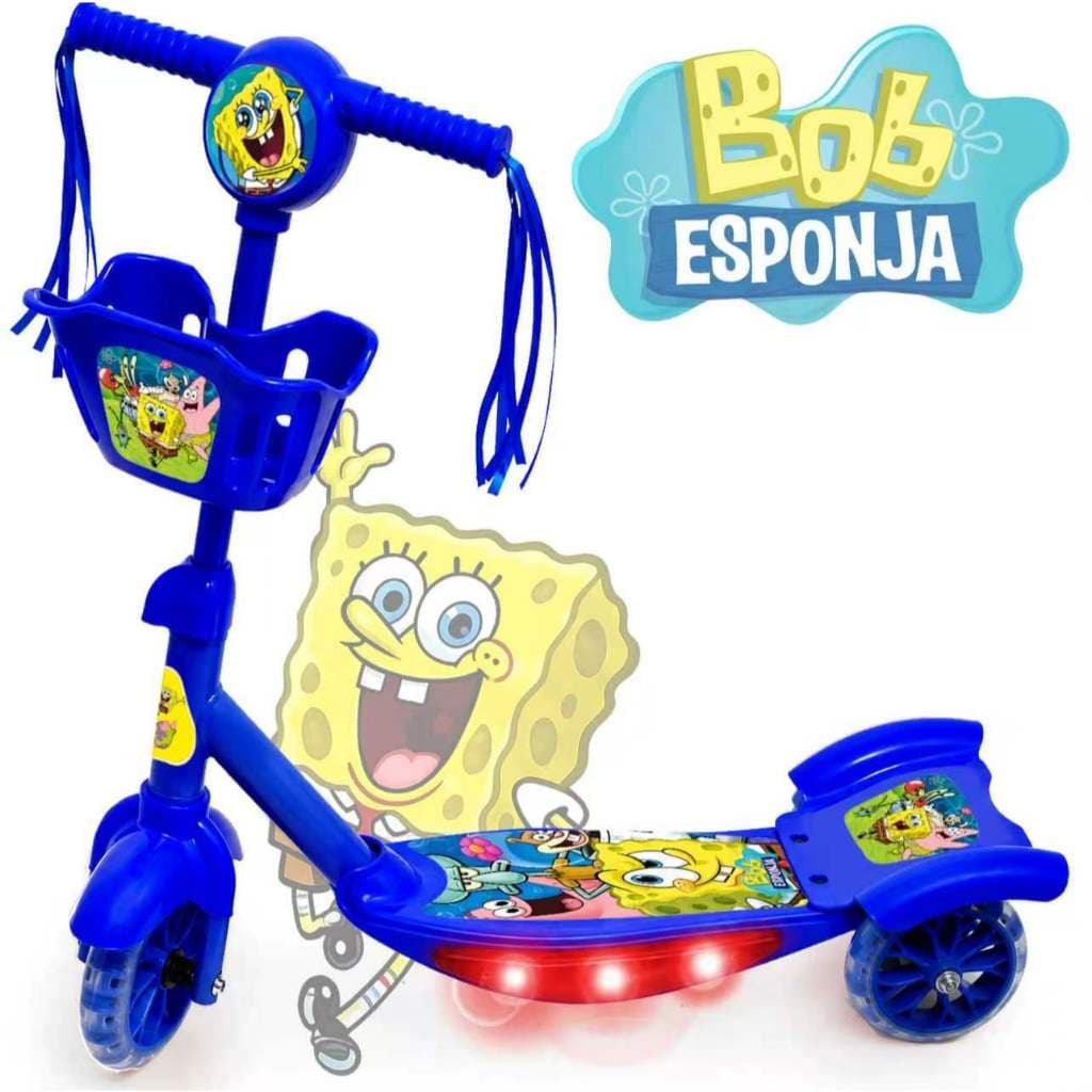 Patinete Menino 3 Rodas Infantil Musica C/Cesta Luz  Musica Promoção