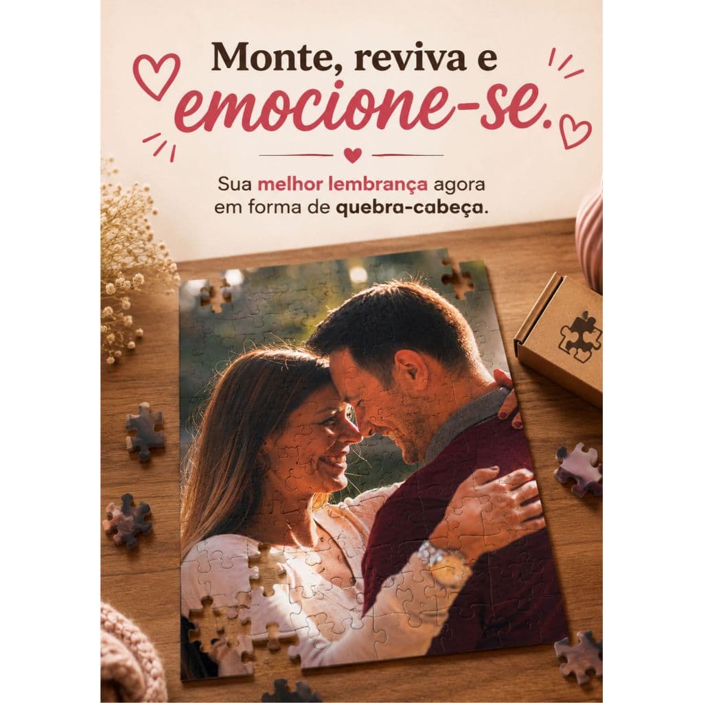 Quebra-Cabeça Personalizado com Foto 48 Peças MDF Presente Casal Namorados