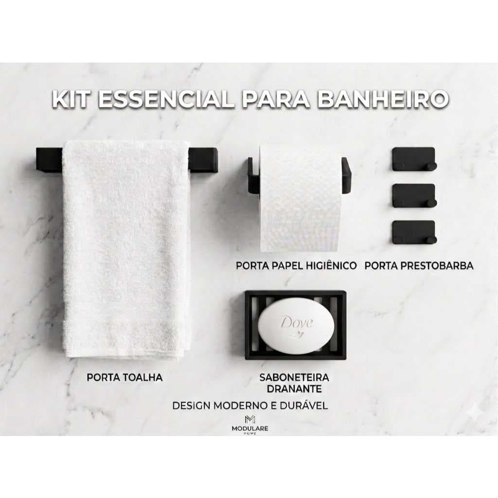 Kit Banheiro ,organizador ,acessorios  até 6 Peças Lavabo Porta Toalha Papel Saboneteira Premium