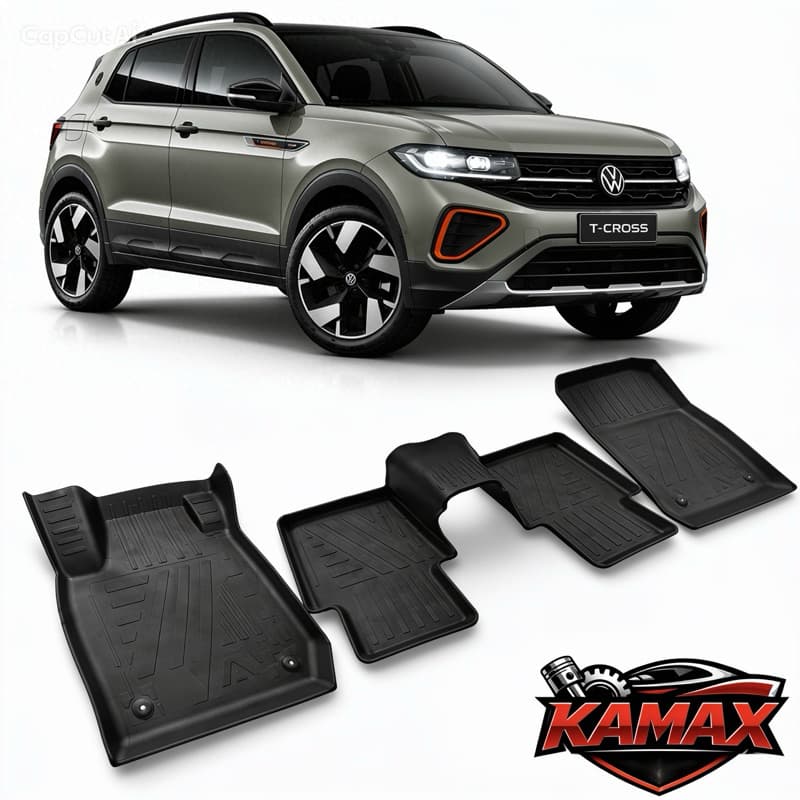 Jogo de Tapete Bandeja T-Cross 3 Peças Flexível 2019 a 2026
