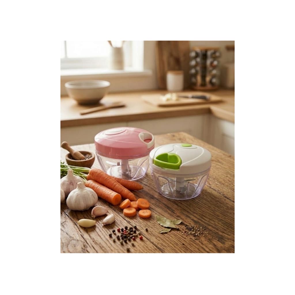 Kit 2 Mini Processadores Manual 500ml 3 Lâminas Cozinha