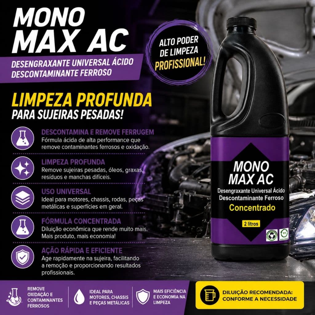 Descontaminante Ferroso Mono Max AC 2L Desengraxante Ácido Concentrado