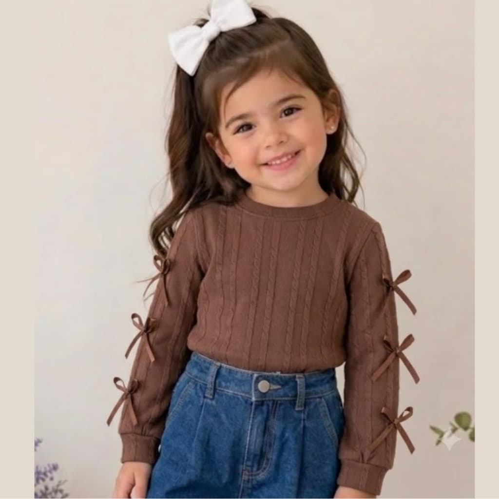 Blusa Infantil menina manga longa comprida lacinhos moda detalhe lacinhos frio inverno