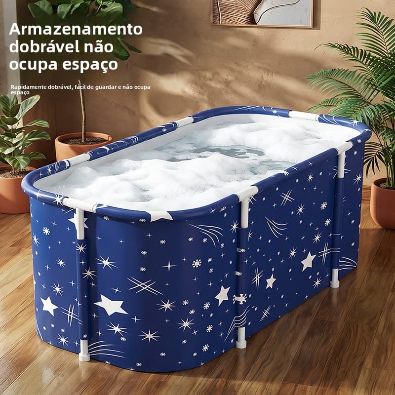 Banheira Dobrável Portátil Ofurô PVC 120x50x60cm Para Adulto Banho Relaxante