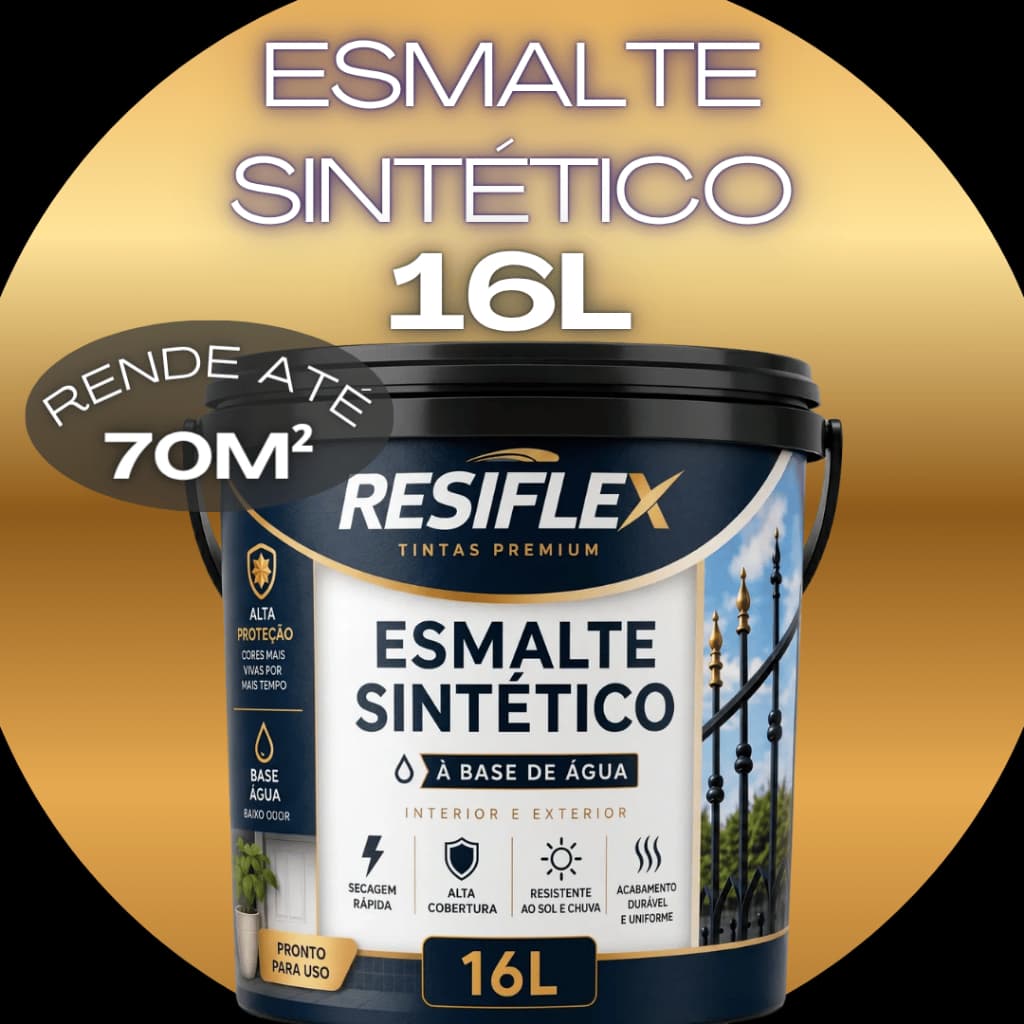 Tinta Esmalte Sintético Base Água 16L Para Renovar Portas Portões Grades e Móveis