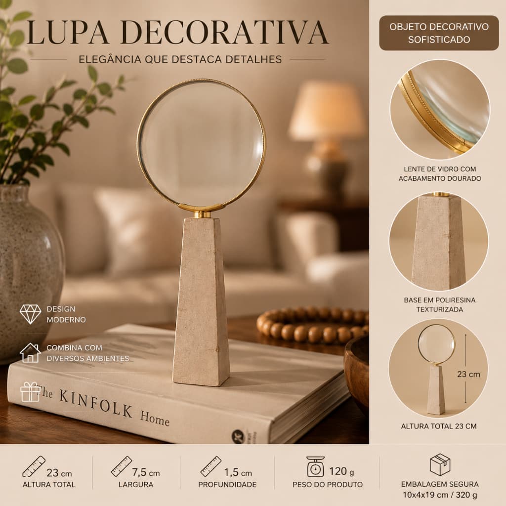Lupa Decorativa Cabo Em Poliresina Mart Collection Grande