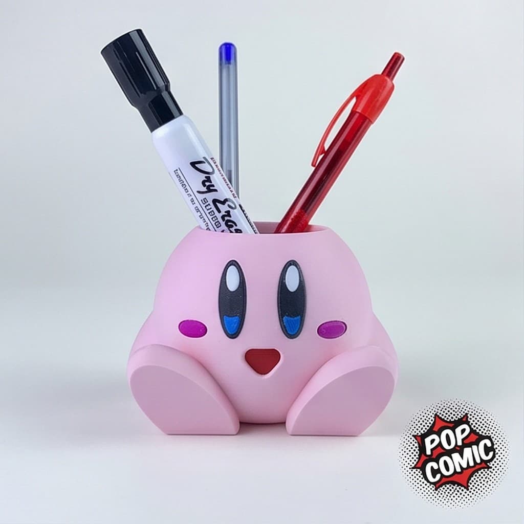 Porta Treco Organizador De Mesa Escritório Caneta Lápis tema Kirby