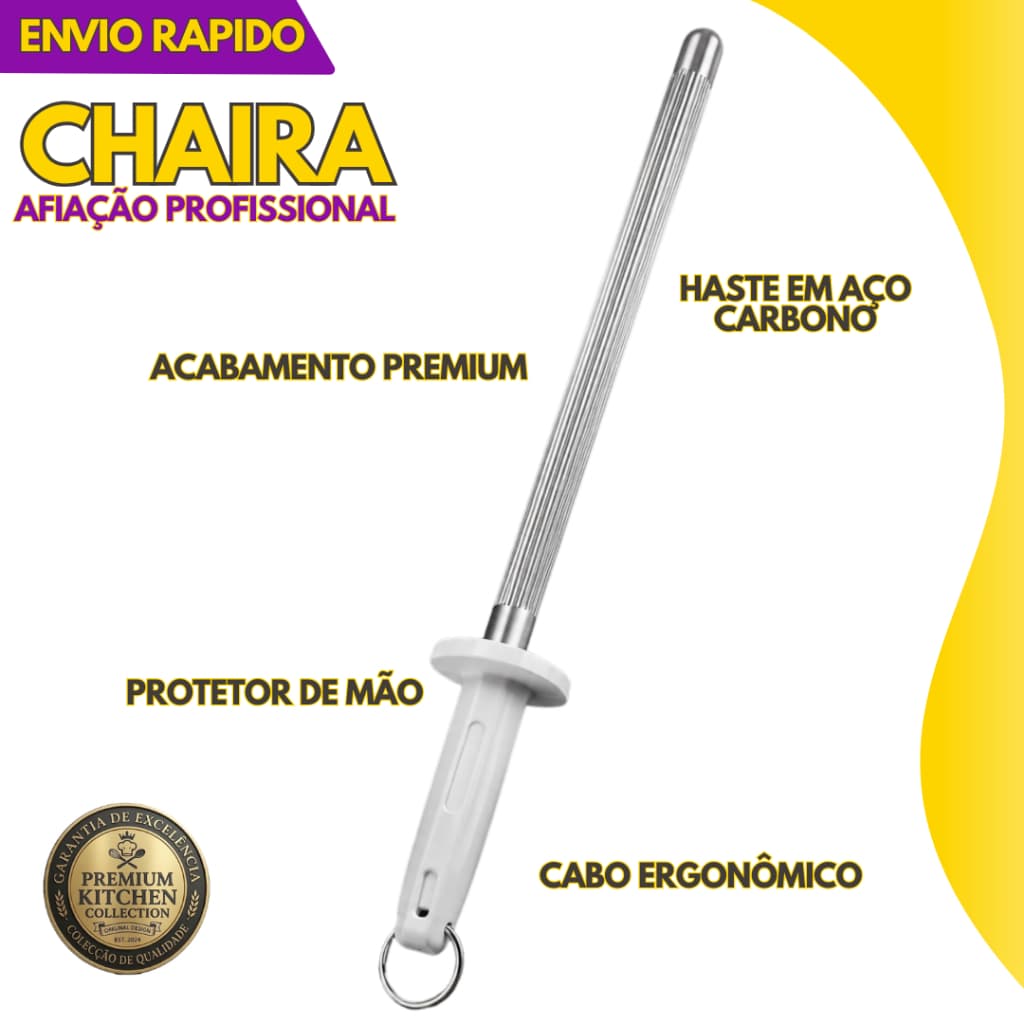 1, 2 ou 3 un - Chaira Profissional 10 Pol Fuzil Afiador Amolador Facas Churrasco Premium