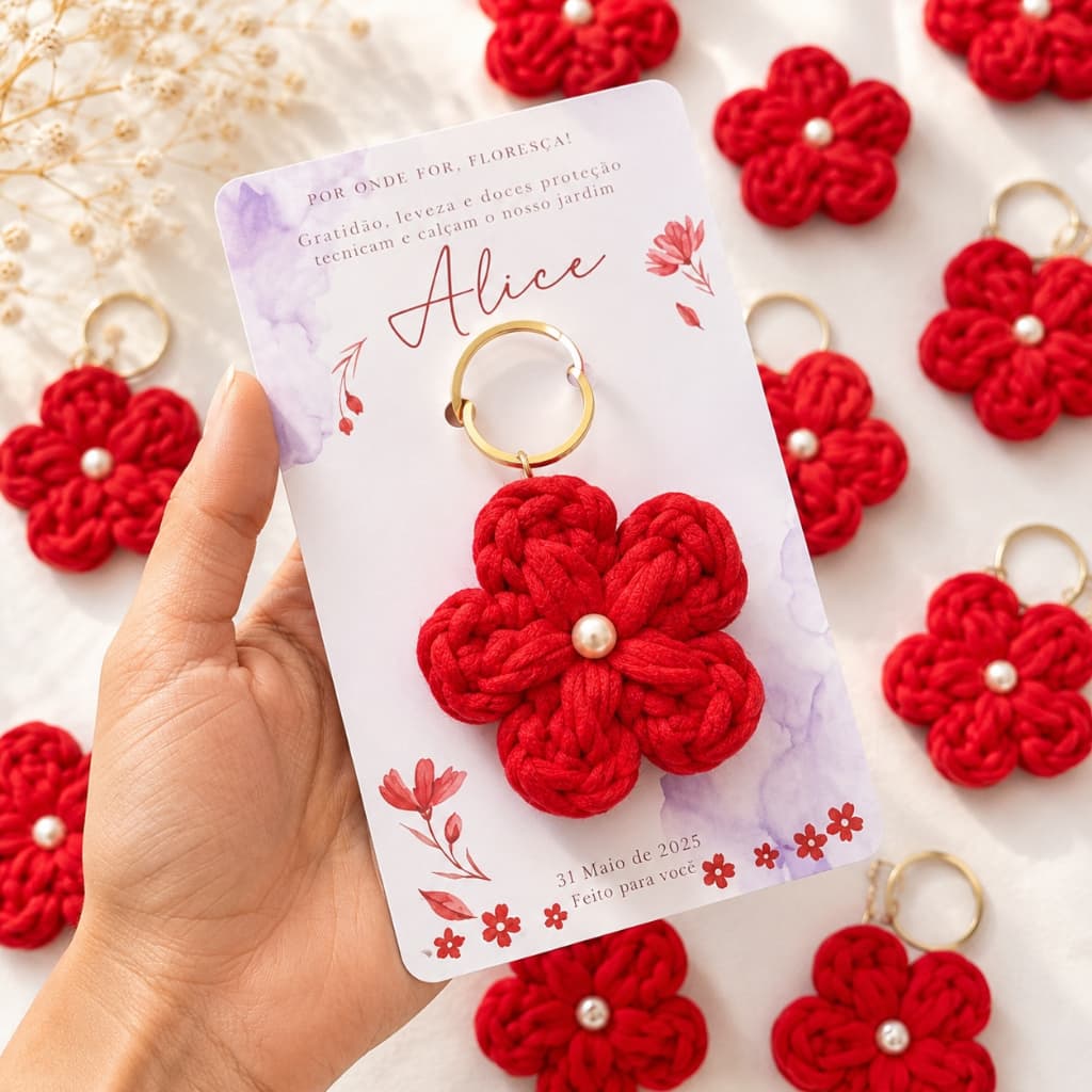 Chaveiro flor de crochê - lembrancinhas - maternidade - chá de bebê - aniversário - sob encomenda
